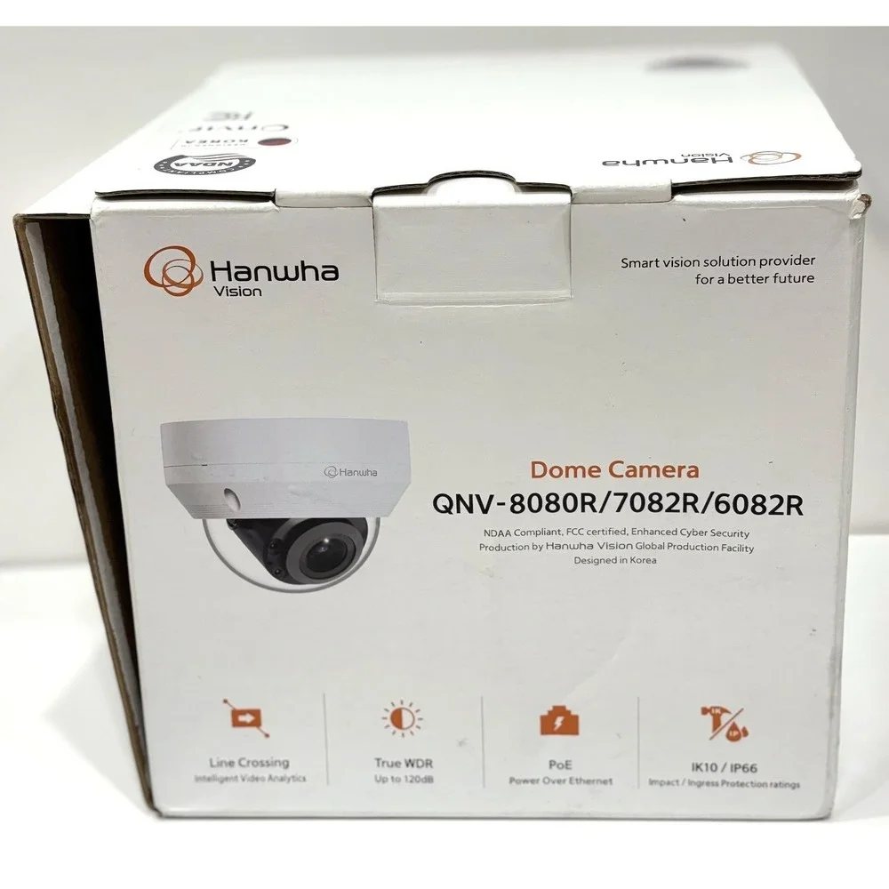 Hanwha Vision QNV-8080R 5MP PoE Network Dome Camera IP66 IK10 Open Box